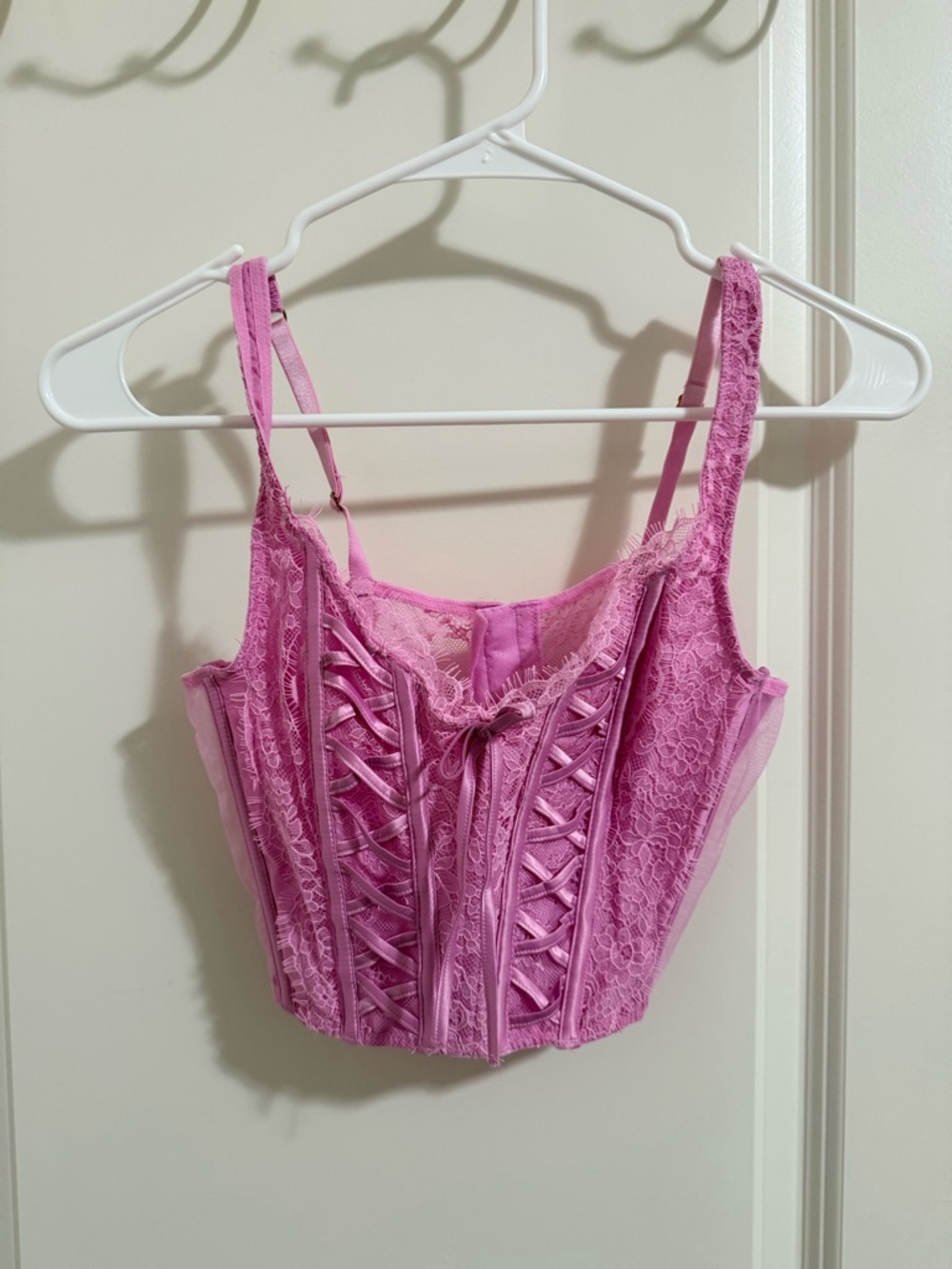 Victoria's Secret Pink Lace-Up Corset Crop Top